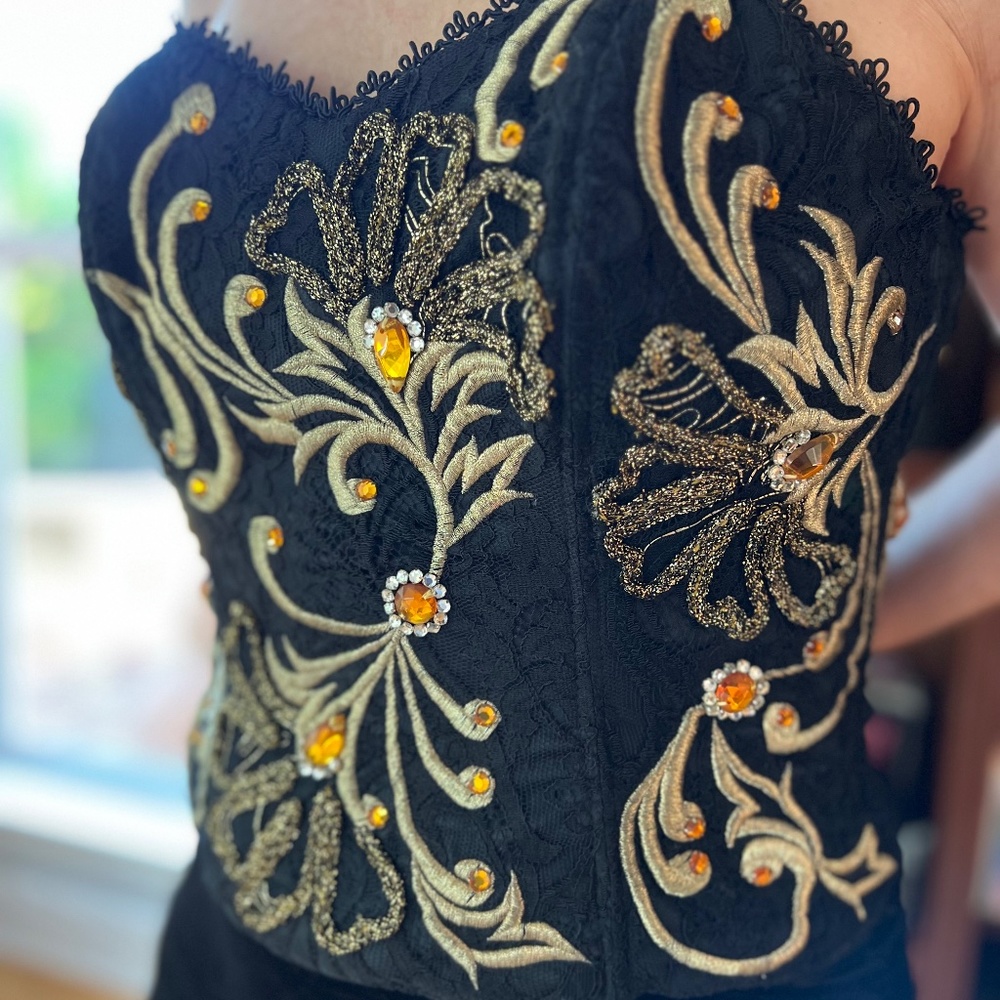 Vintage Josie Natori Floral Gem Embroidered Corset Size 4